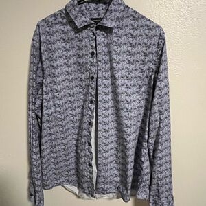 WestZeroOne Stylish Blue/Purple Patterned Button-Down Shirt